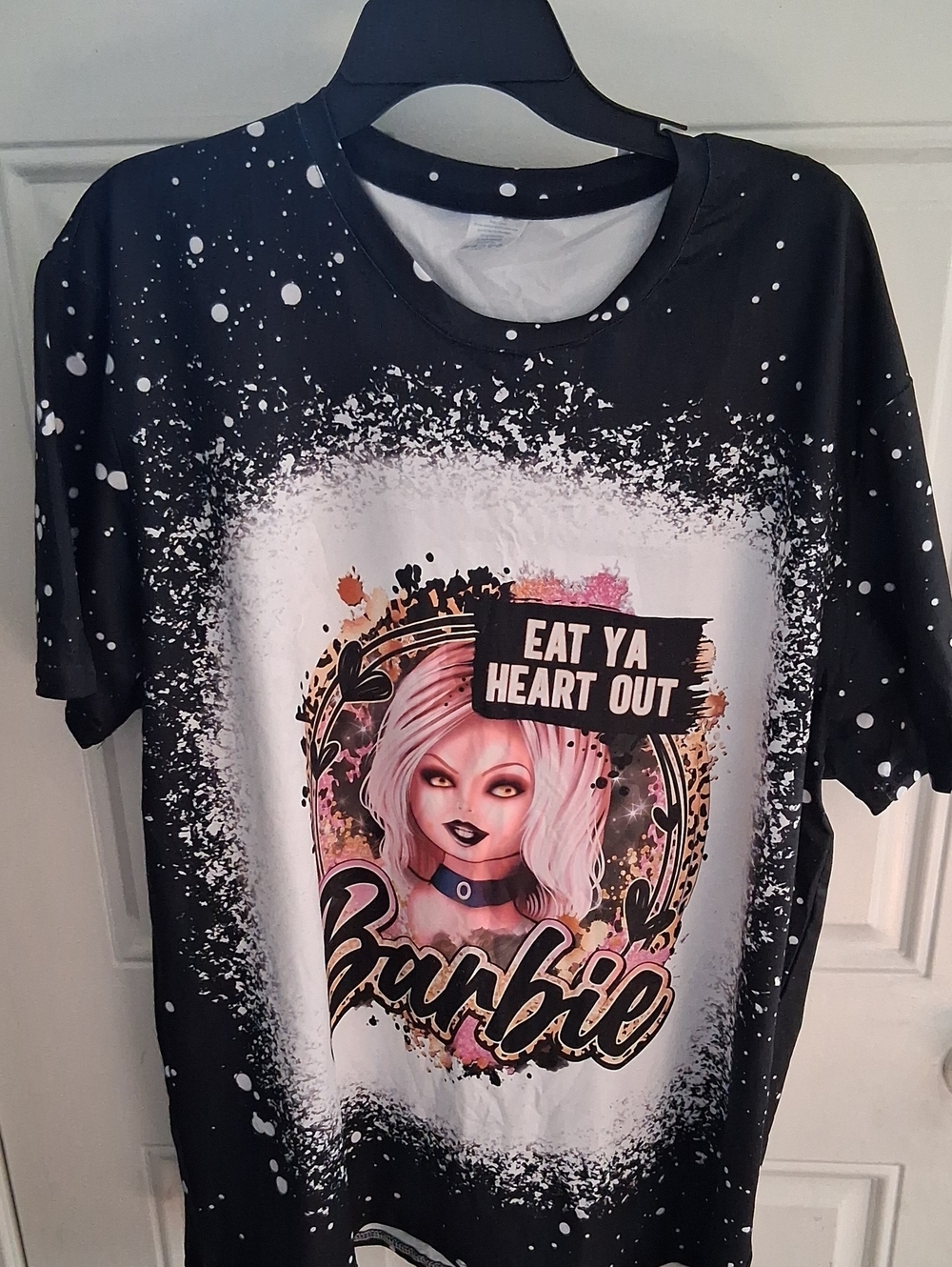 Custom Made Barbie (TIFFANY) Black Tee with Pink and White Graphic